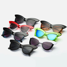 Load image into Gallery viewer, Glasses Women Cat Eye Mirror Shades Female Sun Glasses Butterfly Red Green Personality Eyeglass Oculos De Sol UV400