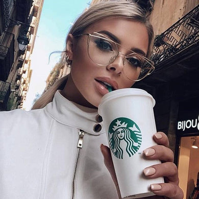 Glasses Women Vintage Cateye Eyeglasses Frame Metal Myopia Optical Eyewear Transparent Lens Comfort Light Spectacle