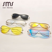 Carica l&#39;immagine nel visualizzatore di Gallery, Occhiali da sole punk da donna 2023 occhiali da uomo a specchio occhiali senza montatura montature in metallo occhiali femminili unici in un unico pezzo