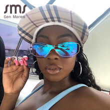 Carica l&#39;immagine nel visualizzatore di Gallery, Occhiali da sole punk da donna 2023 occhiali da uomo a specchio occhiali senza montatura montature in metallo occhiali femminili unici in un unico pezzo