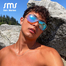 Load image into Gallery viewer, Goggle Punk Sunglasses Women 2023 Mirror Men Shades Rimless Glasses  Metal Frames One Piece Unique Female Eyewear