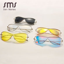 Load image into Gallery viewer, Goggle Punk Sunglasses Women 2023 Mirror Men Shades Rimless Glasses  Metal Frames One Piece Unique Female Eyewear