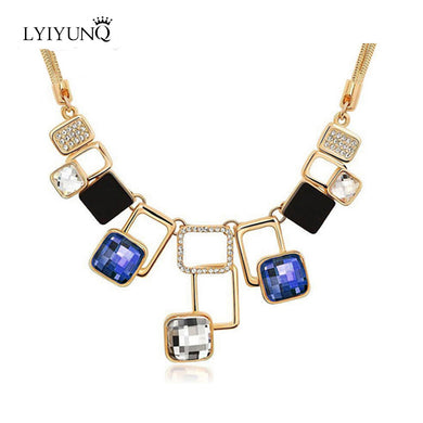 Fashion Gold-Color Geometric Channel Vintage Rhinestone Friends Maxi Big Pendant Necklaces For Women Chain Female Jewelry