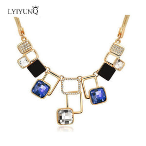 Fashion Gold-Color Geometric Channel Vintage Rhinestone Friends Maxi Big Pendant Necklaces For Women Chain Female Jewelry
