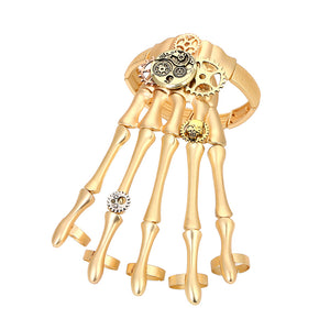Fashion Gold Punk Bracelets Bangles for Women Accessories Skull Skeleton Hand Elastic Steampunk Bracelet Bangle Men Jewelry Gift