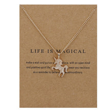 Carica l&#39;immagine nel visualizzatore di Gallery, Fashion Gold Unicorn Horse Alloy Clavicle Chain Ladies Jewelry Pendant Necklace Style