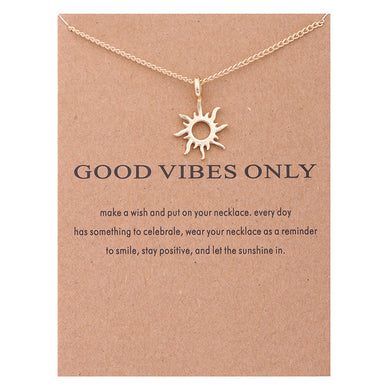Fashion Gold-color Good Vibes Only Sun Necklaces & Pendants For Women Jewelry
