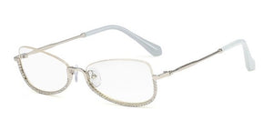 Half Frame Computer Glasses Frame Women Diamond Glasses Frames Men Women Optical Flat Mirror Clear Prescription Lens