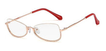 Load image into Gallery viewer, Half Frame Computer Glasses Frame Women Diamond Glasses Frames Men Women Optical Flat Mirror Clear Prescription Lens