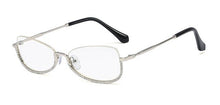 Load image into Gallery viewer, Half Frame Computer Glasses Frame Women Diamond Glasses Frames Men Women Optical Flat Mirror Clear Prescription Lens