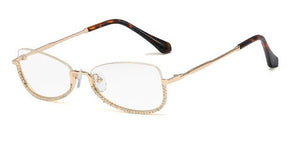 Half Frame Computer Glasses Frame Women Diamond Glasses Frames Men Women Optical Flat Mirror Clear Prescription Lens