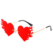 Load image into Gallery viewer, Heart Fire Sunglasses Women Rimless Sunglass Vintage Sun Glass Men  Brand Design Eyewear UV400 Black Red Shades