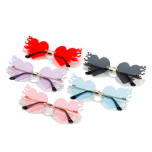 Load image into Gallery viewer, Heart Fire Sunglasses Women Rimless Sunglass Vintage Sun Glass Men  Brand Design Eyewear UV400 Black Red Shades