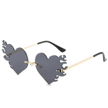 Load image into Gallery viewer, Heart Fire Sunglasses Women Rimless Sunglass Vintage Sun Glass Men  Brand Design Eyewear UV400 Black Red Shades