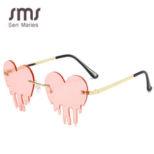 Load image into Gallery viewer, Heart Rimless Sunglasses Women 2023 Tears Shape Steampunk Sunglasses Unique Vintage Eyewear UV400 Oculos Feminino