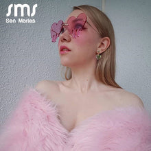 Load image into Gallery viewer, Heart Rimless Sunglasses Women 2023 Tears Shape Steampunk Sunglasses Unique Vintage Eyewear UV400 Oculos Feminino