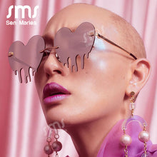 Load image into Gallery viewer, Heart Rimless Sunglasses Women 2023 Tears Shape Steampunk Sunglasses Unique Vintage Eyewear UV400 Oculos Feminino