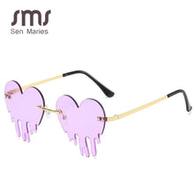 Load image into Gallery viewer, Heart Rimless Sunglasses Women 2023 Tears Shape Steampunk Sunglasses Unique Vintage Eyewear UV400 Oculos Feminino