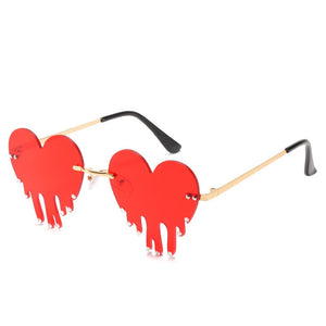 Heart Tears Women's Sunglasses Rimless Unique Coated Waterdrop Decoration Sun Glasses For Pography