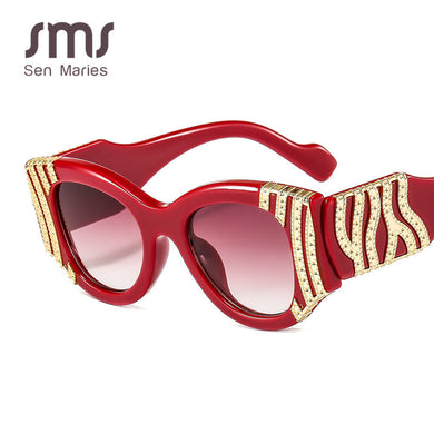 Heavy Metal Cateye Sunglasses Women Vintage Metal Eyewear For Men Mirror Retro Red Black Oculos De Sol Feminino UV400