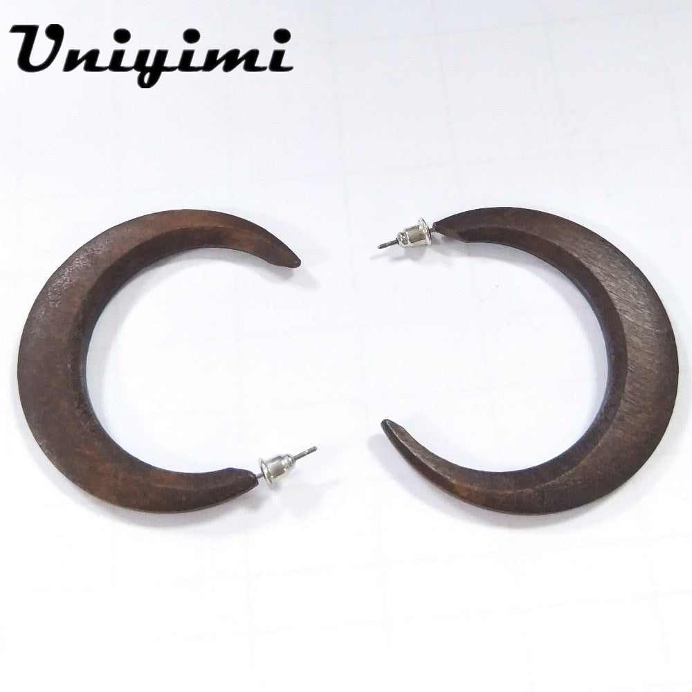 Fashion High Quality Unfinished Natural Wood Stud Earring Half Moon Earrings For Women Gift Charms Jewelry Making Accessories