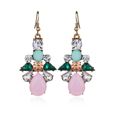 Fashion Hyperbole colorful Crystal water drop temperament luxurious crystal Stud Earring Women