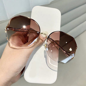 INS Gradient Sunglasses Exquisite Irregular Rimless Sunglasses For Women Girls Decorative Glasses Travel Holiday Glasses