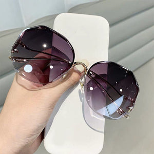 INS Gradient Sunglasses Exquisite Irregular Rimless Sunglasses For Women Girls Decorative Glasses Travel Holiday Glasses
