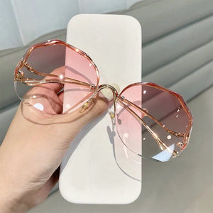 INS Gradient Sunglasses Exquisite Irregular Rimless Sunglasses For Women Girls Decorative Glasses Travel Holiday Glasses