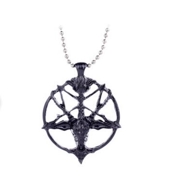Fashion Inverted Pentagram Goat Pan God Skull Head Pendant Necklace Satanism Occult Metal vintage silver star statement Jewelry