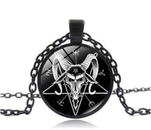 Carica l&#39;immagine nel visualizzatore di Gallery, Fashion Inverted Pentagram Goat Pan God Skull Head Pendant Necklace Satanism Occult Metal vintage silver star statement Jewelry