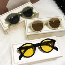 Load image into Gallery viewer, Jelly Green Round Sunglasses Women 2023 Brand Designer Rivets Oval Men Sun Glasses Retro 90s Small Shades Eyewear Oculos