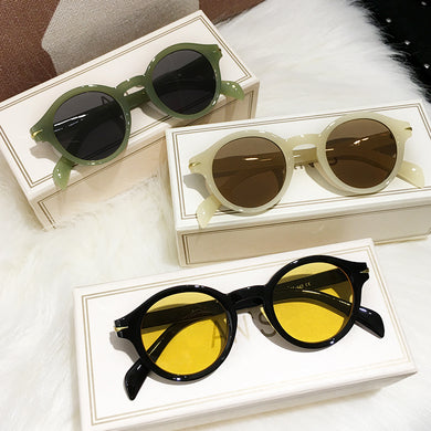 Jelly Green Round Sunglasses Women 2023 Brand Designer Rivets Oval Men Sun Glasses Retro 90s Small Shades Eyewear Oculos