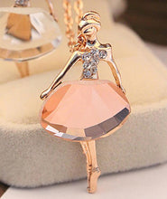 Load image into Gallery viewer, Fashion Jewelry Bohemian Shiny Crystal Ballet Pendant Necklace Statement Ballet Long Necklace Female Elegant Necklace