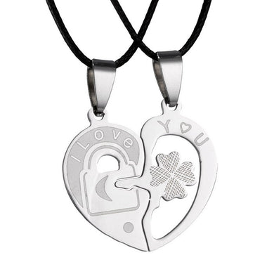 Fashion Jewelry Clover Couple Pendant Stainless Steel Necklaces Mens Necklaces Couple Necklaces Couple Necklace Character Set