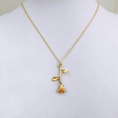 Fashion Jewelry Collier Pink Gold Rose Statement Pendant Necklace Women's Beauty and Beast Jewelry Lovers Gifts 4CND24