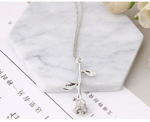 Fashion Jewelry Collier Pink Gold Rose Statement Pendant Necklace Women's Beauty and Beast Jewelry Lovers Gifts 4CND24