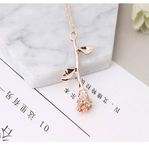 Fashion Jewelry Collier Pink Gold Rose Statement Pendant Necklace Women's Beauty and Beast Jewelry Lovers Gifts 4CND24