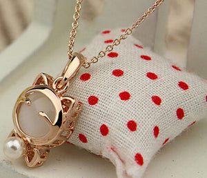 Fashion Jewelry Lucky Cat Bohemian Statement Necklace Cat Eye Stone Pendant Necklace Female Elegant Necklace