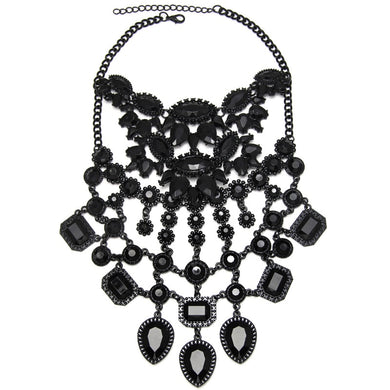 Fashion Jewelry Maxi Necklace For Women 2017 New Hot Rhinestone Crystal Beads Collar Choker Necklace Tassel Statement Chockers