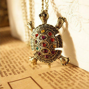 Fashion Jewelry Vintage Bohemia Statement Necklace crystal Cute Little Turtle Necklace Sweater Chain Female Elegant Necklace