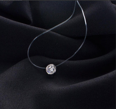 Fashion Jewelry Zircon Necklace Transparent Fishing Line Simple Pendant Necklace Silver Colorful Zircon Female Elegant Necklace