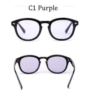 Johnny Depp Lemtosh Style Round Sunglasses Transparent Tint Ocean Lens Brand Design Show Sun Glasses Oculos De Sol 1932