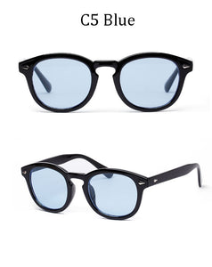 Johnny Depp Lemtosh Style Round Sunglasses Transparent Tint Ocean Lens Brand Design Show Sun Glasses Oculos De Sol 1932