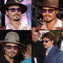 Load image into Gallery viewer, Johnny Depp Style Round Sunglasses Men Clear Tinted Lens Brand Design Party Show Sun Glasses For Male Blue Oculos De Sol