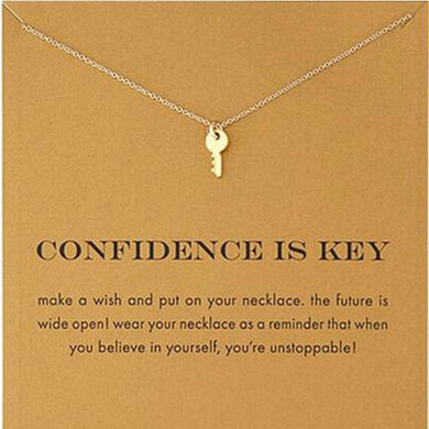 Fashion Key Necklace Women Pendant Clavicle Chain Statement Choker Necklaces Confidence Is Key Gift Card Collares mothers day