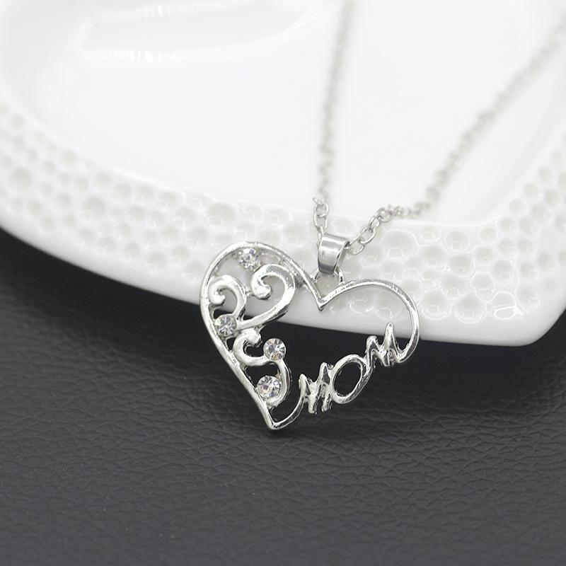 Fashion Korean Mother and Child Love Mom Crystal Pendant Necklace Mother's D Gifts Sweater Chain Necklaces For mother