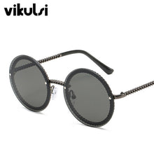 Load image into Gallery viewer, Ladies Round Oversized Sunglasses Women Brand Designer  Metal Chain Sun Glasses Female Sexy  Eyewear UV400