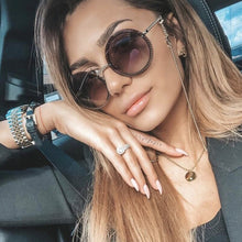 Load image into Gallery viewer, Ladies Round Oversized Sunglasses Women Brand Designer  Metal Chain Sun Glasses Female Sexy  Eyewear UV400