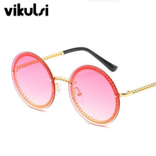 Load image into Gallery viewer, Ladies Round Oversized Sunglasses Women Brand Designer  Metal Chain Sun Glasses Female Sexy  Eyewear UV400